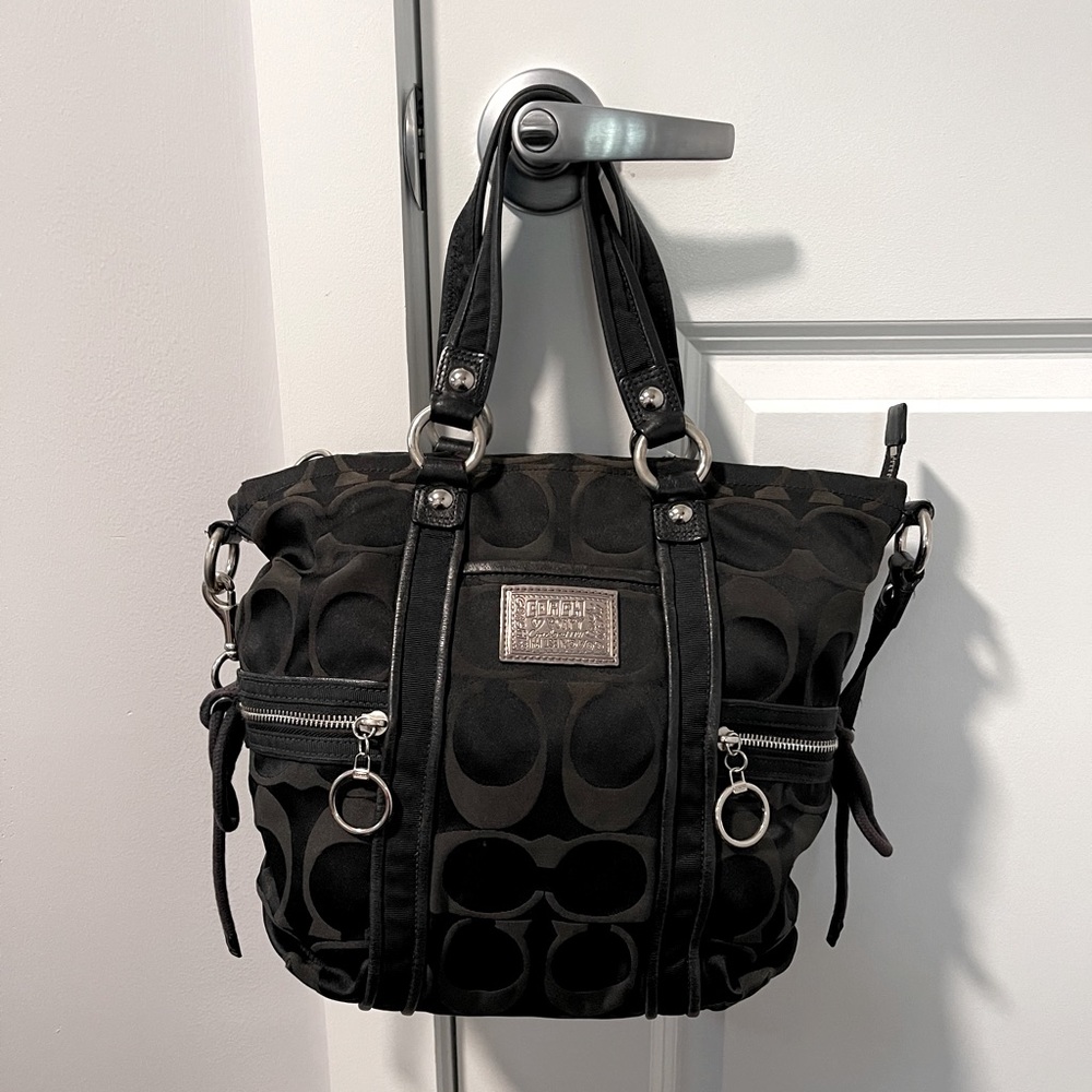 Coach Signature Poppy Lurex Spotlight Bag in Black